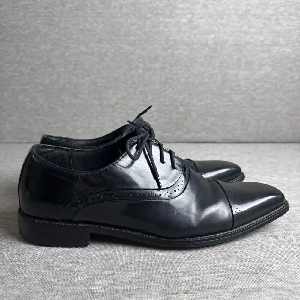 Stacy Adams Mens‎ Oxford Lace Shoe Black Leather Size 10 M Tie Up 20135-001